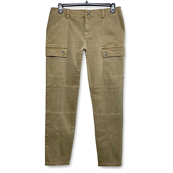Banana Republic Stretch Cotton Olive Green Slim Fit Utility Cargo Pants Size 16 - Picture 1 of 9